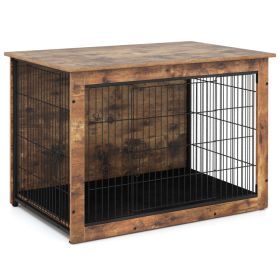 Dog Crate Furniture with Cushion and Double Doors for Small/Medium Dogs (size: 37 inches)