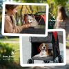 PawHut Pet Stroller Dog Cat Carriage One Click Fold with Universal Front Wheels Shock Absorber Brakes Storage Bags Mesh Window