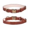 Leather dog collar; Leather Dog Collar Soft Padded Breathable Adjustable Tactical Pet Collar with Durable Metal Buckle for Small Medium Large Dog